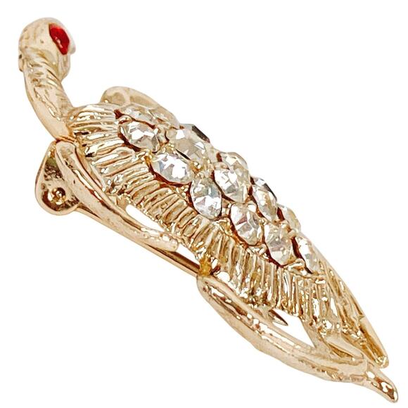 Vintage Gold Tone Turtle Brooch Rhinestone Shell Red Eye Pin 1960s Sparkling - Picture 6 of 9